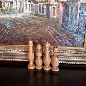 Set of Wooden Candle Holders